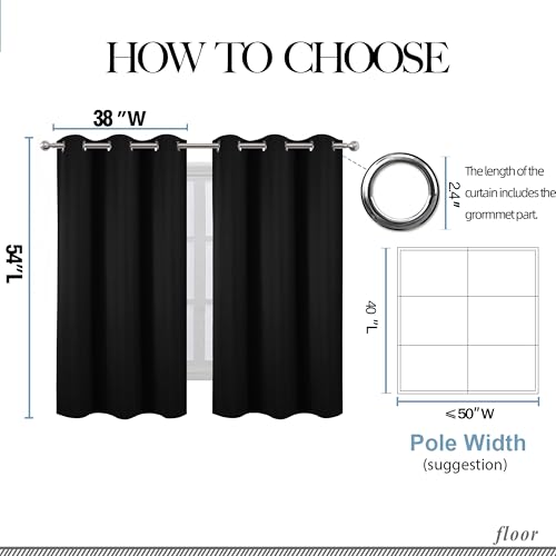 Black Blackout Curtains (Black / 38"W x 54"L (Pack of 2))