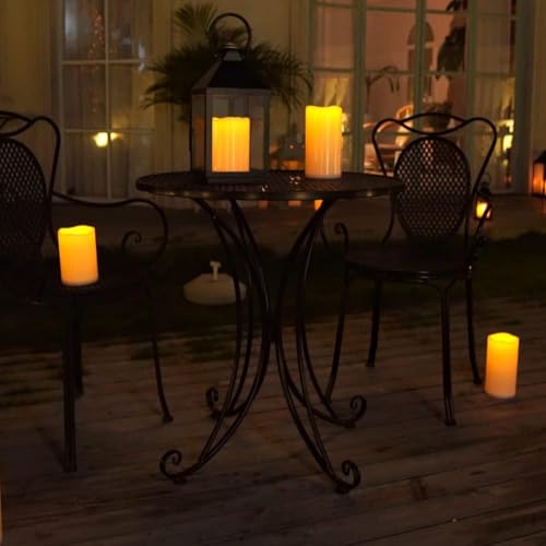 6" x 4" Large Waterproof Outdoor Flameless Candles with Remote Control and Timer (Ivory White / 4"x 6", 4 Pack)