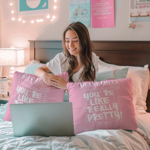 Pink Inspirational Pillow Covers 18x18 (Pink Guest Check 18x18 Inch)