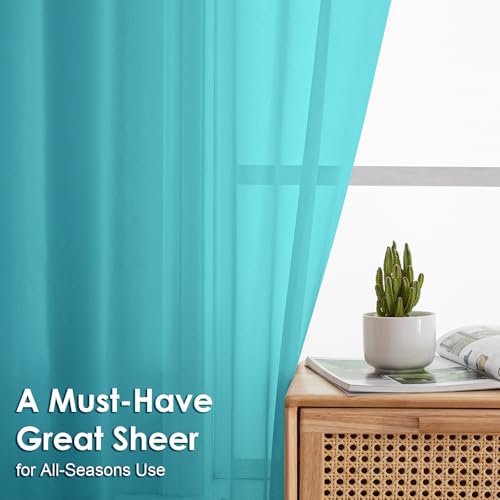Turquoise Sheer Curtains 78 Inches Long 2 Panels (Turquoise / 42"W x 78"L (Pack of 2))