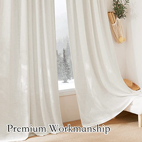 Extra Wide Sheer Curtains for Sliding Patio Door Large Window (Linen / 70"W x 63"L (Pack of 2))
