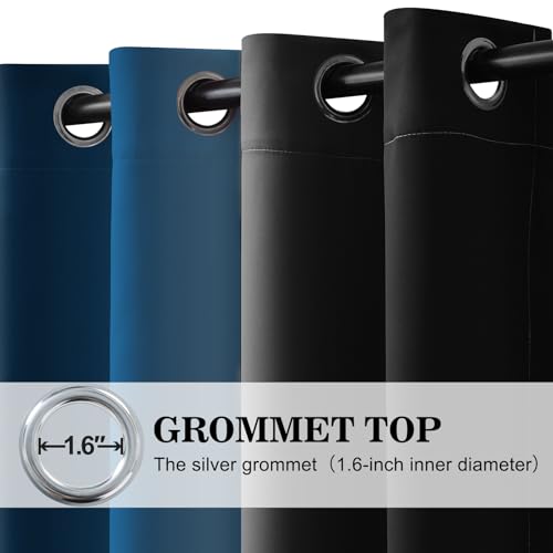 Dark Blue Black Ombre Curtains 52x84 Inche Long 2 (52"W x 84"L (Pack of 2) / Dark Blue and Black)