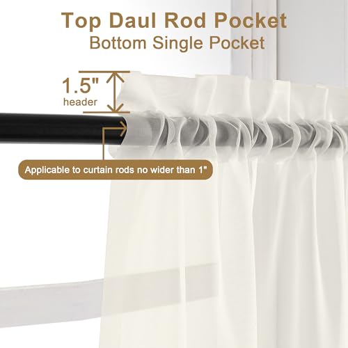 Ivory Sheer Curtains 30 inch Length 2 Panels (Ivory / 42"W x 30"L (Pack of 2))