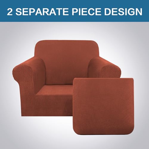 2 Piece Couch Cover Stretch Stylish Chair Cover Furniture Cover (Small / Rust)
