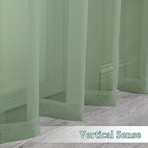 Sheer Curtains 63 Inch Length 2 Panels (Sage Green / 42"W x 63"L (Pack of 2))