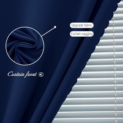 Self Adhesive Portable Blackout Curtains for Bedroom Easy to Install Window Thermal Lnsulated Kitchen Room Darkening Small Window Curtains (59"W x 59"L (Pack of 1) / Navy Blue)