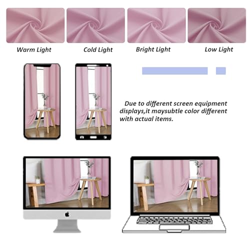 Ava Pink Blackout Curtains for Bedroom 72 Inch Length 2 Panels Set (Pink / 40"W x 72"L (Pack of 2))