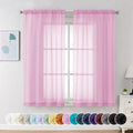 Sheer Curtains 63 Inch Length 2 Panels (Pink / 42"W x 63"L (Pack of 2))