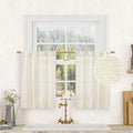 Short Kitchen Window Semi Sheer Linen Curtains Over Sink 34x36 Inch (Natural / 34"W x 36"L (Pack of 2))