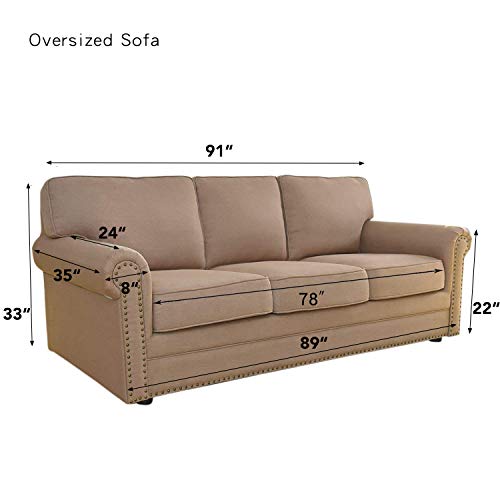 Stretch Oversized Sofa Couch Slipcover Washable Tan (X-Large Sofa / Tan)