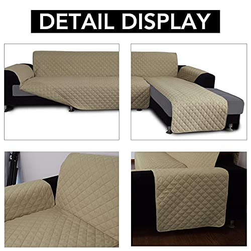 Reversible L Shape Sectional Couch Cover (Large / Beige/Beige)