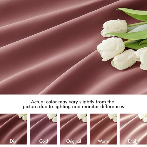 Dusty Rose Back Tab Blackout Curtains 52x96 Inch Long 2 Panels Set (Dusty Rose / 52"W x 96"L (Pack of 2))