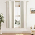 100% Blackout Linen Curtains for Bedroom 63 Inches Long Natural Cream Black Out Curtain Back Tab Thermal Insulated Room Darkening Window Drapes for Living Room 2 Panels Beige Ivory 42x63 (Cream / 42"W x 63"L (Pack of 2))