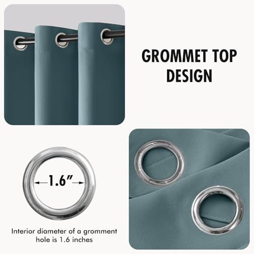 Greyish Blue Blackout Bedroom Curtains Drapes 96 Inch Long 52"x96" (Greyish Blue / 52"W x 96"L (Pack of 2))