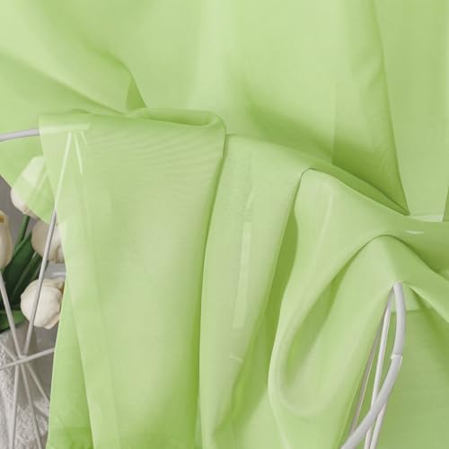 Lime Sheer Curtains 63 Inch Length 2 Panels Set for Living Room (42"W x 63"L (Pack of 2) / Lime)