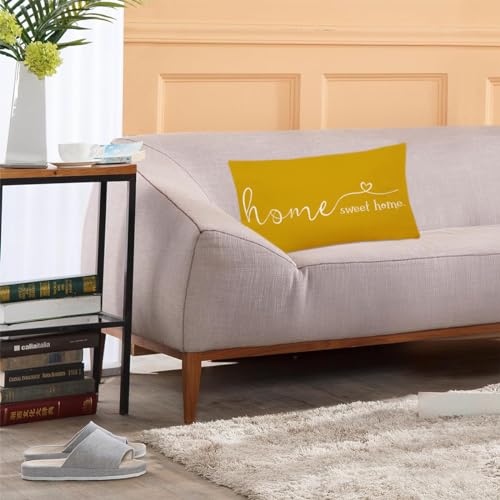 Home Sweet Home Quotes Farmhouse Pillow Covers 12x20 Inch (20" x 12" (Pack of 1) / Yellow)