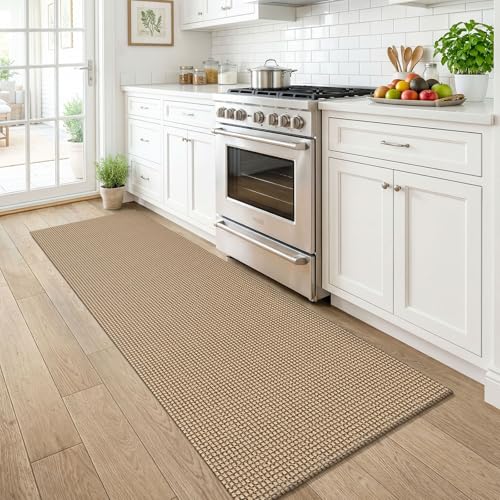 Boho Runners for Hallways 2x6 ft Washable Kitchen Runner Non Slip Rubber Backed Hall Runners Cotton Entryway Runner Rugs for Indoor Backdoor Bedroom Kitchen (Orange Beige/Tan/Brown / 2' x 6' (Runner))