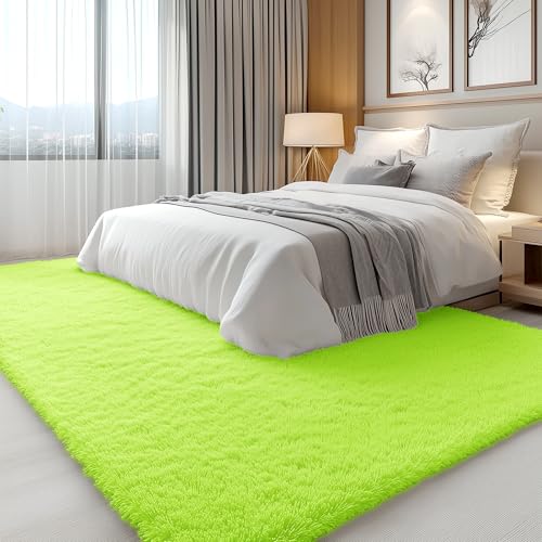5x8 Machine Washable Large Area Rugs for Living Room (5x8 Ft / Lime Green)