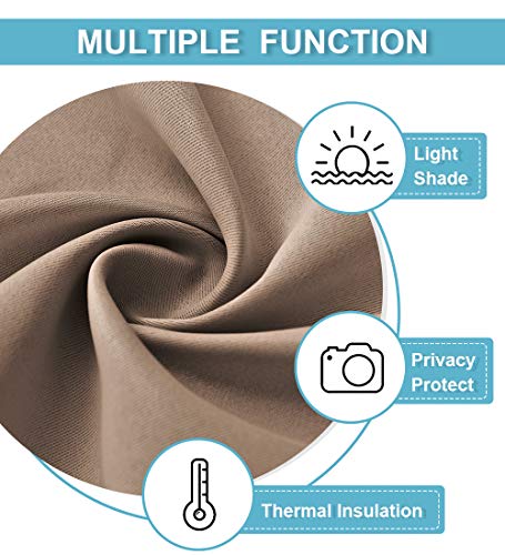 Short Blackout Curtains for Bedroom (Mocha / 42"W x 48"L (Pack of 2))
