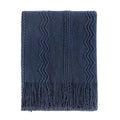 Navy Throw Blanket 50x60 Inch Boho Knitted Soft Throw Sofa Blanket (Navy / 50"x60")