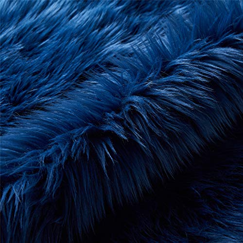 Ultra Soft Fluffy Shaggy Area Rug Faux Fur Rug Chair Cover Seat Pad Fuzzy Area Rug for Bedroom Floor Sofa Living Room (Dark Blue / 2' x 6' (Sheepskin))