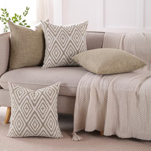Throw Pillow Covers 18x18 (Light Brown / 18" x 18" (Pack of 4))