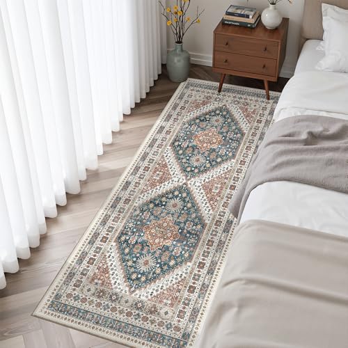 Washable Runner Rug 2x6 Runners for Hallways Non Slip (Navy Blue / 2' x 6' (Runner))