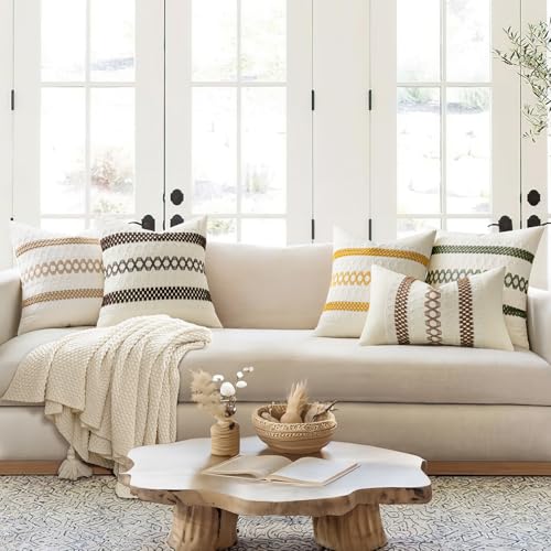 Set of 2 Dark Brown Boho Decorative Lumbar Pillow Covers 12x20 Inch (20" x 12" (Pack of 2) / Dark Brown)