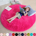 Hot Pink Fluffy Round Rug 4Ft for Girls Bedroom Kids Room Nursery (Hot Pink / 4' (Round))