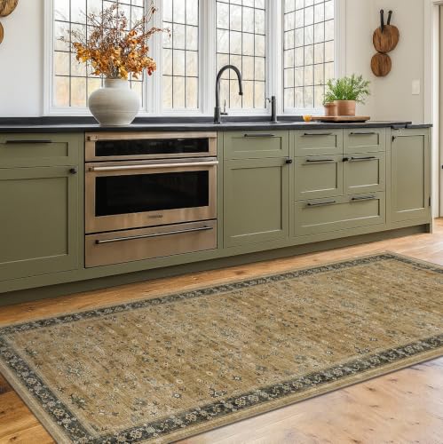Washable 2x6 Entryway Runner Rug (2' x 6' (Runner) / Rustic Brown / Charcoal Olive)
