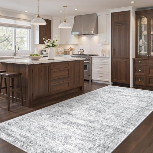 4x8 Rug Non Slip (Grey/Ivory / 4' x 8' (Runner))