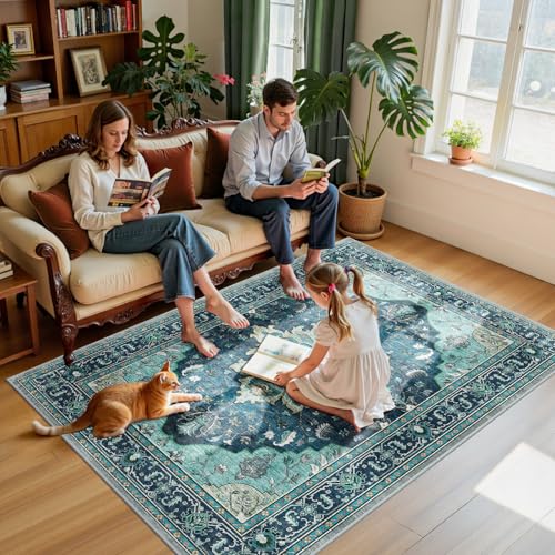 Washable Area Rug (Teal / 5' x 7' (Rectangular))