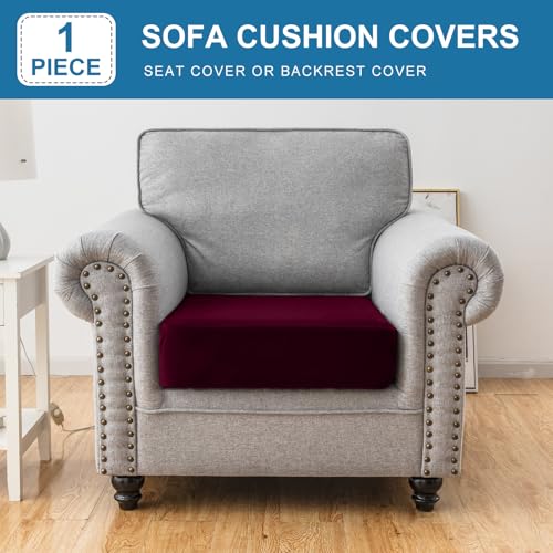 Couch Cover Stretch Velvet Sofa Cushion Cover 1 (Wine / 1PC Seater or Backrest)
