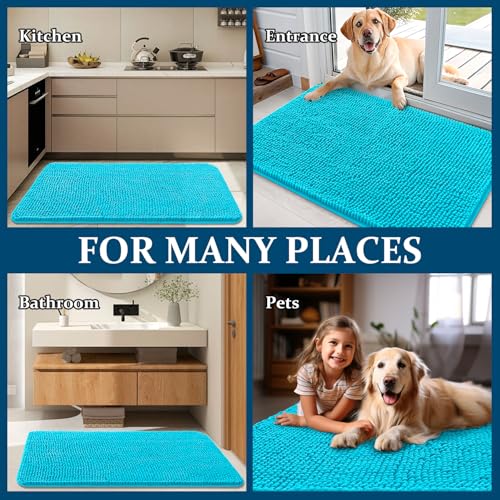 Dog Door Mat for Muddy Paws 47x20 (Aqua Blue / 47" X 20")