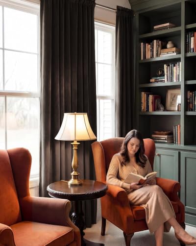 Luxury Brown Velvet Curtains for Living Room 108 inches (Brown Series - Dark Brown / 52"W x 108"L (Pack of 2))