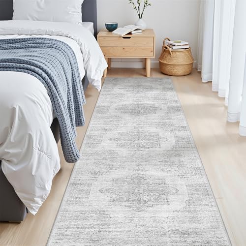 2x8 Runner Rug Non Slip (Light Grey/White / 2' x 8' (Runner))