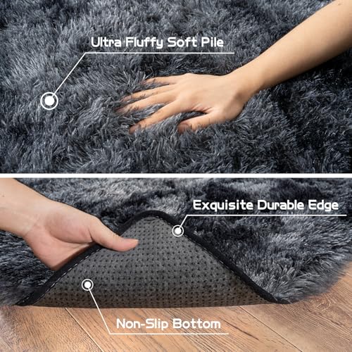 Fluffy Runner Rugs for Bedroom 2x6 (Dark Grey / 2' x 6' (Rectangular))