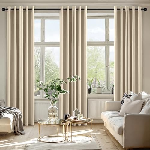 Blackout Curtains for Bedroom 2 Panels 50 x 84 Inch Long Cream Beige (Cream Beige / 50"W x 84"L (Pack of 2))