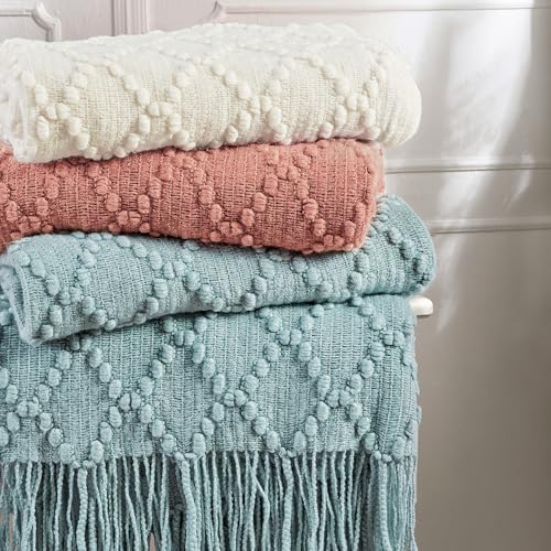 Coral Pink Throw Blanket 50 x70 Inch Jacquard Throw Knitted Blanket (Jacquard-coral Pink / 50"x70")