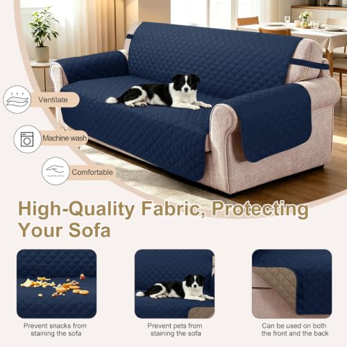Oversized Loveseat Couch Cover for Dogs (Navy/Camel / Loveseat - Oversized (54"))