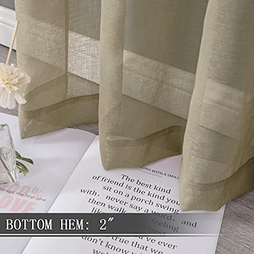 Sheer Tier Curtain Linen Textured Half Kitchen Curtains Sheer Light Filtering Rod Pocket Voile Small Curtains for Bathroom (25"W x 36"L (Pack of 2) / Taos Taupe)