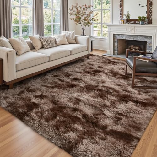 4x6 Ft Shag Brown Area Rug for Bedroom Living Room (Ac Tie Dyed Coffee / 4' X 6' (Rectangular))