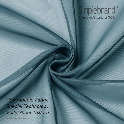 Dusty Blue Short Sheer Curtains 45 Inch Length for Small Windows (Dusty Blue / 42"W x 45"L (Pack of 2))