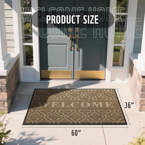 Welcome Mat Outdoor Indoor (60x36 Inch / Coffee)
