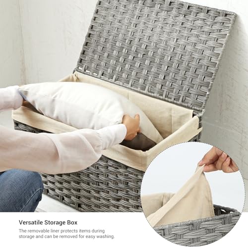 Woven Storage Basket with Lid (160 L / Gray)