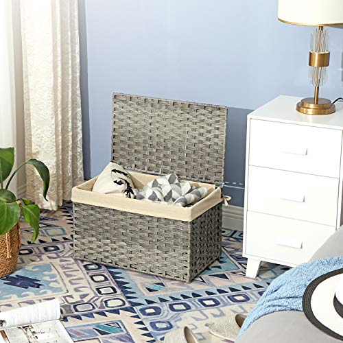Woven Storage Basket with Lid (65 L / Gray)