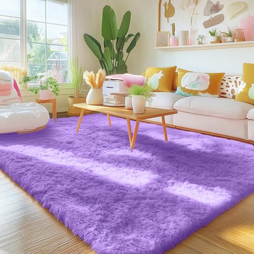 Area Rugs for Living Room Bedroom (4x5.9 Ft / Purple)