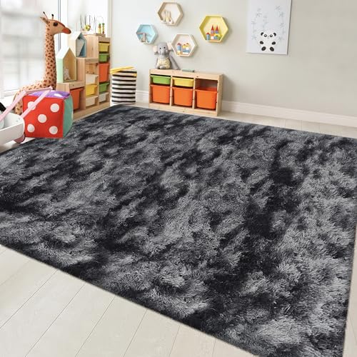 Black Grey Tie (Tie-dyed Black Grey / 8' x 10' (Rectangular))
