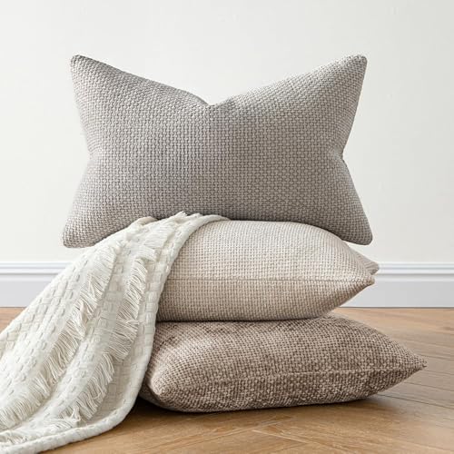 Decorative Couch Throw Pillow Covers 18x18 Inch Light Khaki 2 Pack (18" x 18" (Pack of 2) / Light Khaki)