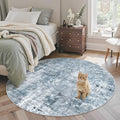 Abstract 5x5 Round Rug 5ft Circle Living Room Rugs (Blue/Grey / 5' (Round))
